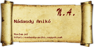Nádasdy Anikó névjegykártya